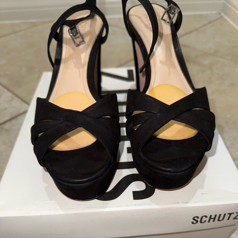 Black suede Schutz Keefa platform